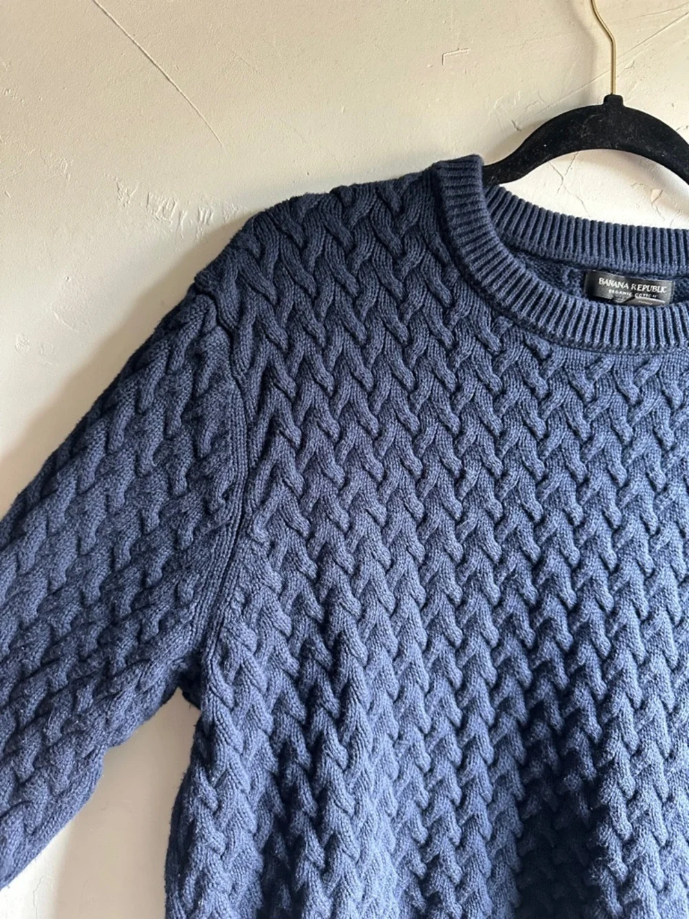 Banana Republic Cable‎ Knit Sweater Organic Cotton Minimalist Scandi Normcore L